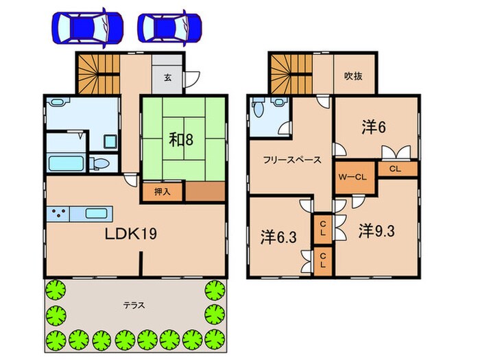 上甲東園貸家Ａ号の物件間取画像