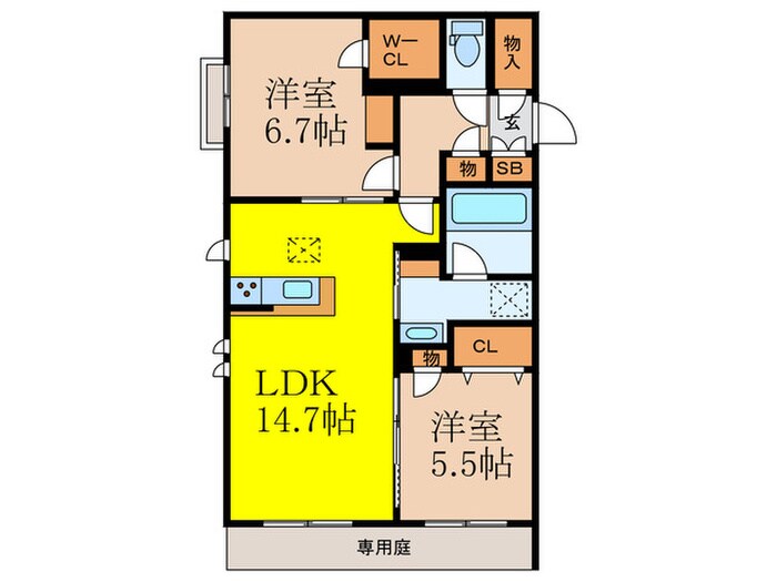 シャーメゾン若園の物件間取画像