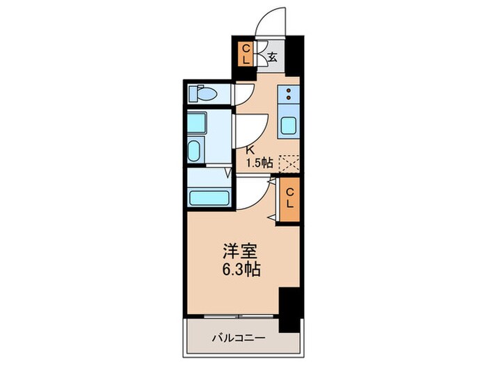 ｴｽﾘｰﾄﾞﾚｼﾞﾃﾞﾝｽ大阪谷町ザ・ﾏｰｸｽの物件間取画像