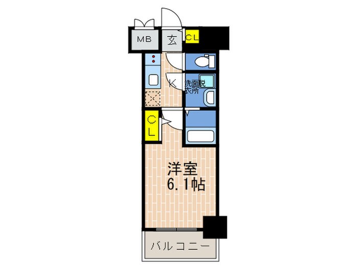 ｴｽﾘｰﾄﾞ ｻﾞ･ﾗﾝﾄﾞﾏｰｸ神戸(609)の物件間取画像