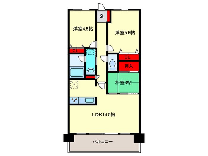 クレアシティ住道（４０２）の物件間取画像