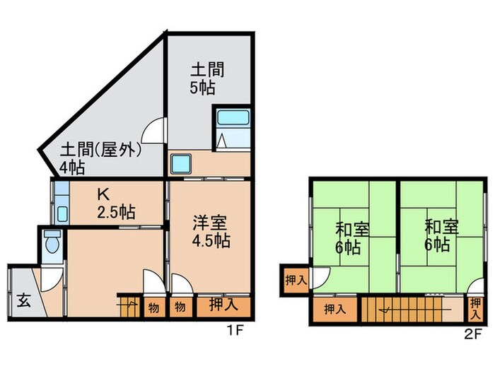 北岸和田貸家の物件間取画像