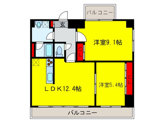 サザンクレスト堺東の物件間取画像