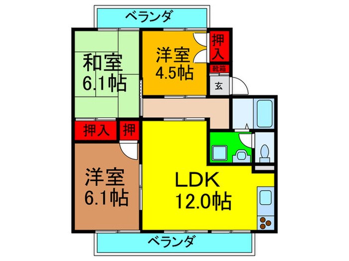 サンライズ星田Ａ棟の物件間取画像