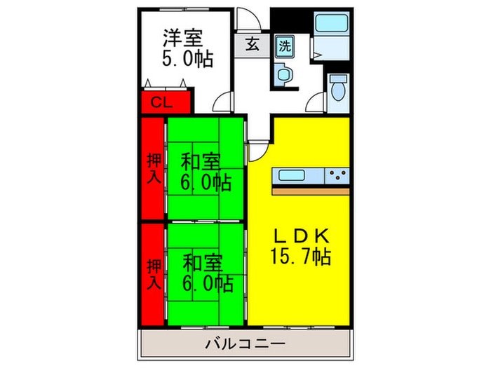 カルム千里山土井Ｃ棟の物件間取画像