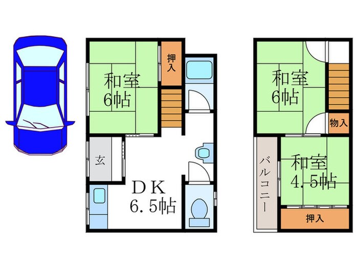 西院太田町貸家の物件間取画像