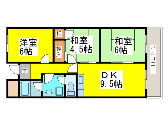 グリーンヒル三日市の物件間取画像