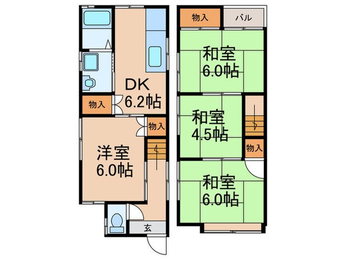 五ケ庄西浦貸家の物件間取画像