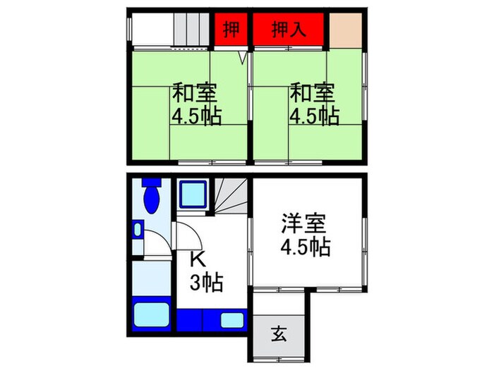 箕輪高野貸家の物件間取画像