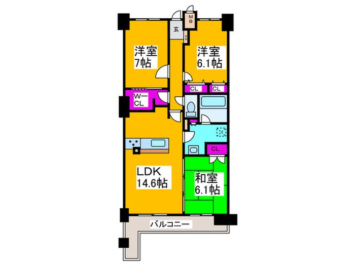 ﾌﾟﾛﾊﾟﾚｽ泉ヶ丘（803）の物件間取画像