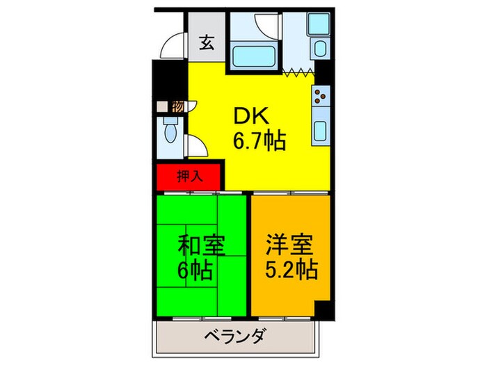 大橋マンション二番館の物件間取画像