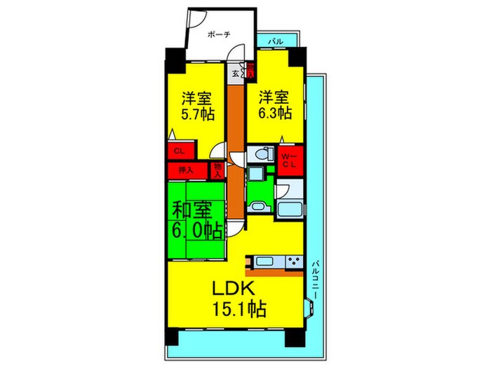 ユニハイム香里園駅前(1306)の物件間取画像