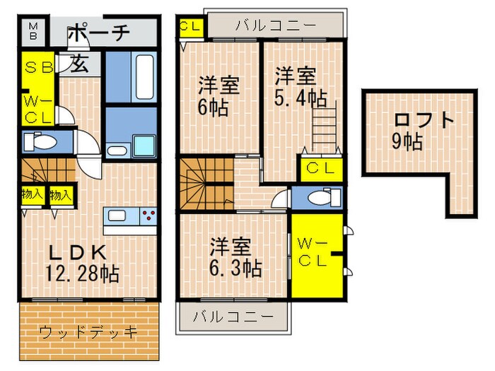 ヴィラージュ山手の物件間取画像