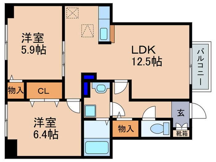 コ－ポ勢多Ⅲ番館の物件間取画像