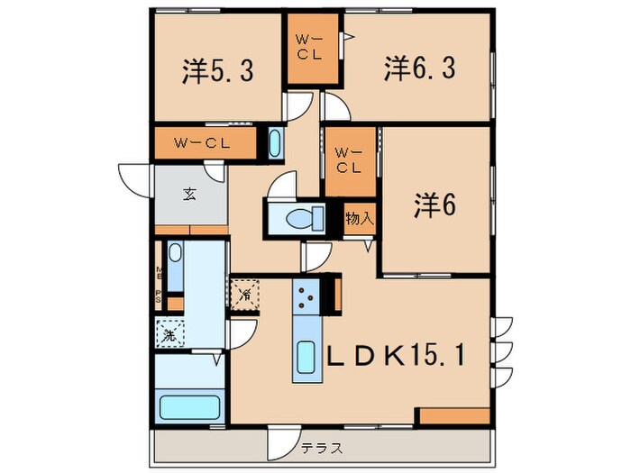 ルクリア　Ｂ棟の物件間取画像