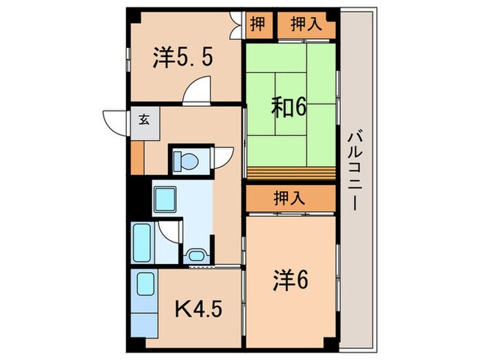 ビレッジハウス奥北野4号棟の物件間取画像