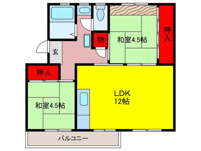 箕面粟生第二住宅29棟(401)の物件間取画像