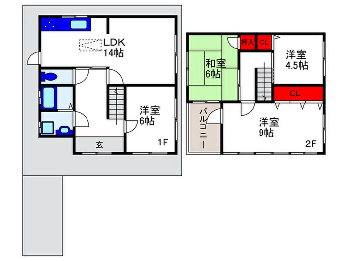 玉井町貸家の物件間取画像
