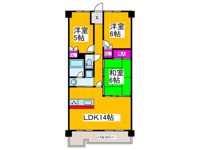 ﾃﾞｨｵﾌｪﾙﾃｨ狭山西山台(203)の物件間取画像