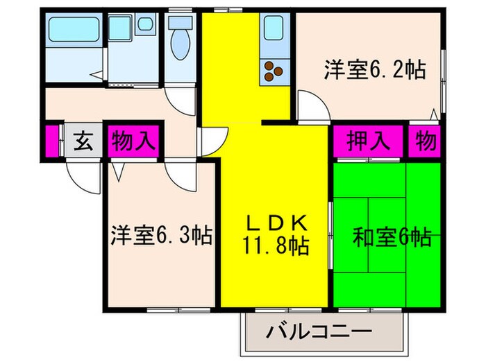 サンヴューラ津之江　B棟の物件間取画像