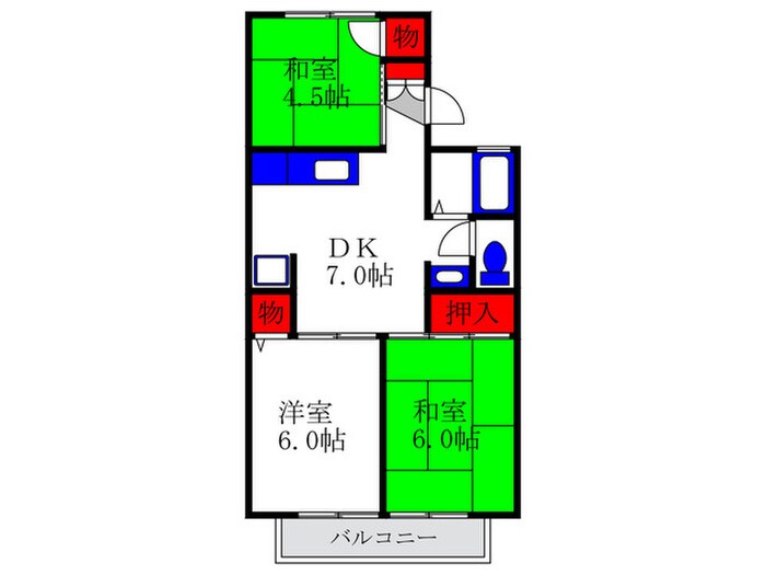 アゼリアガ－デンハイツＢ棟の物件間取画像