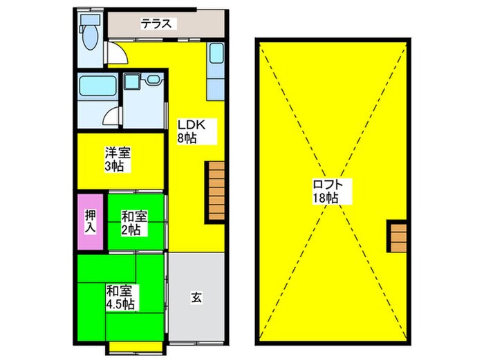 津久野町3丁貸家の物件間取画像