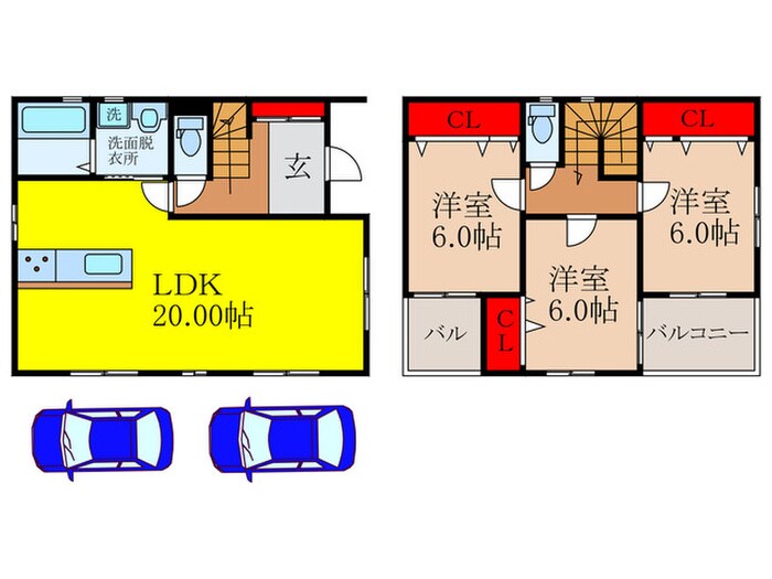 仮)Ａｓａｈｉｇａｏｋａ(36Ｅ)の物件間取画像