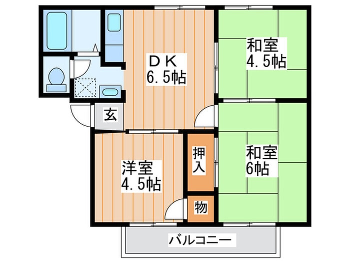 石橋ハイツＢ棟の物件間取画像