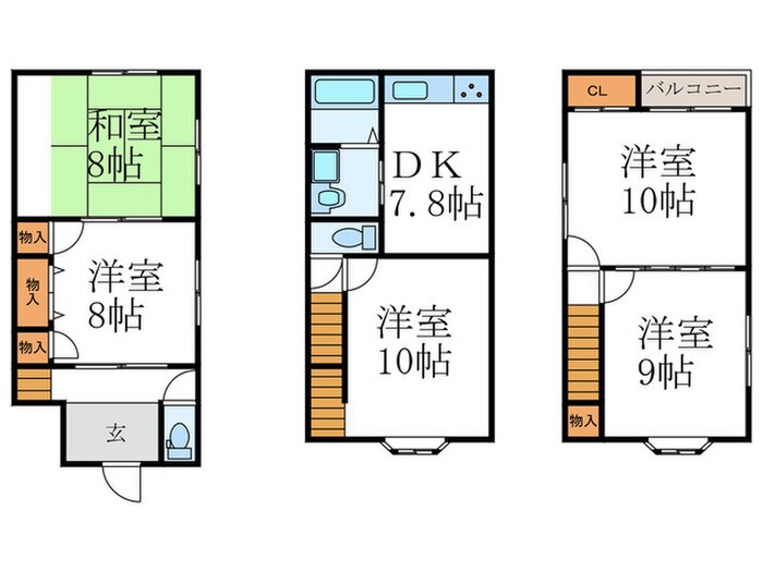 太秦木ノ下町貸家の物件間取画像