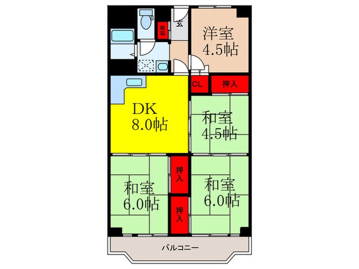 南茨木ハイタウン美沢F棟　(703)の物件間取画像