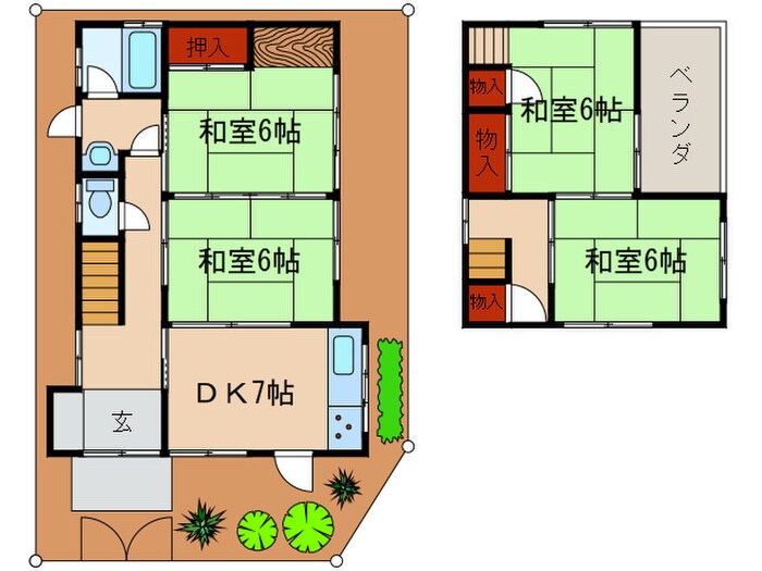 枇杷庄鹿背田一戸建の物件間取画像