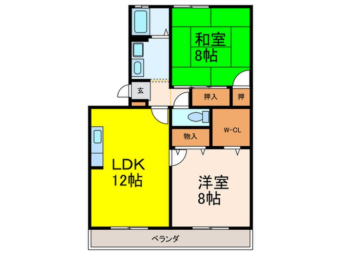 フォンテーヌⅡB棟の物件間取画像