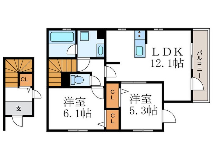 くわでん　西棟の物件間取画像