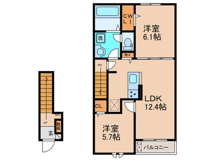 エスポワール下赤田の物件間取画像