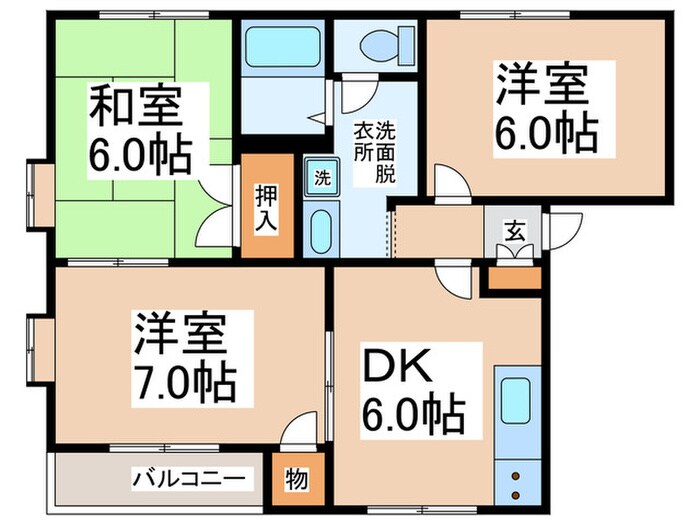 伊勢の森ハイツＡ棟の物件間取画像