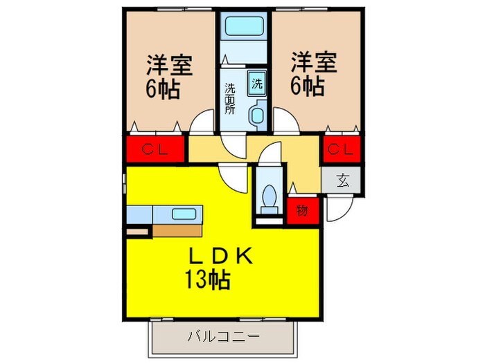 クロスロ－ドＡ棟の物件間取画像