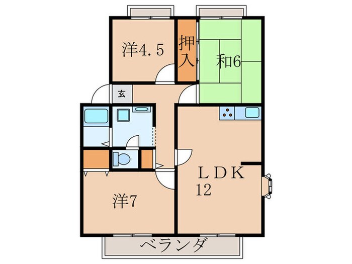 サンヴィレッジ宝塚Ｄ棟の物件間取画像