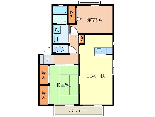 ディライト新家Ａ棟の物件間取画像