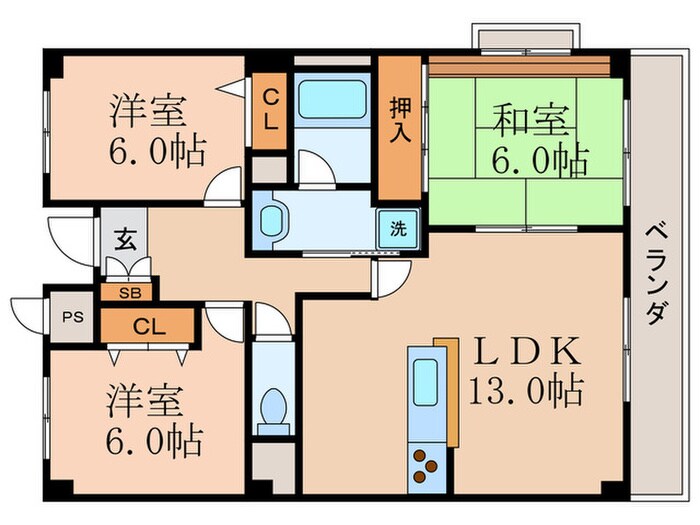 パインフィ－ルド山科の物件間取画像