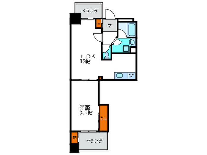 ゼフェロス南堀江の物件間取画像