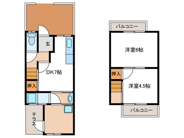 太秦樋ノ内町テラスハウスの物件間取画像