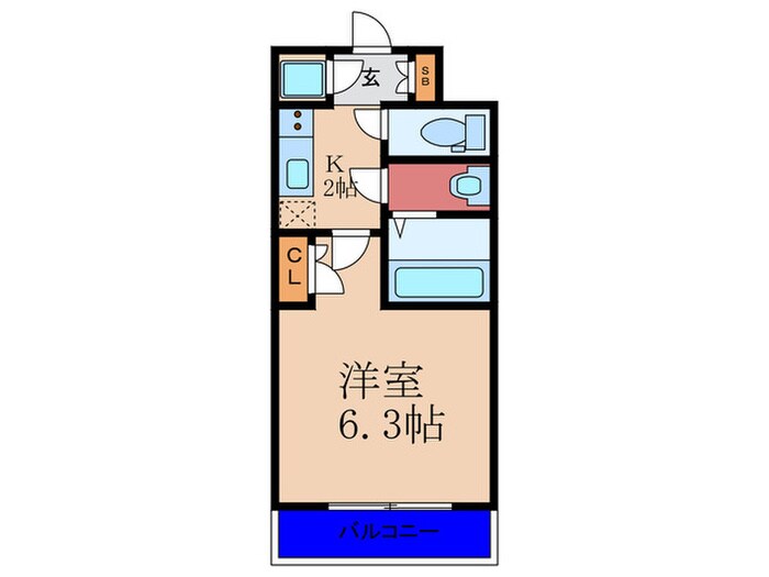 ｴｽﾘｰﾄﾞ福島ｼﾃｨｸﾞﾗﾝﾂ(408)の物件間取画像