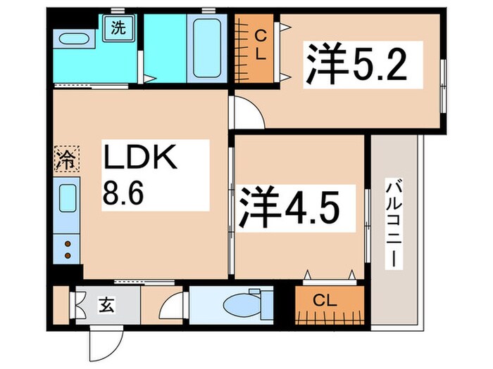 クリエオーレ東石切町の物件間取画像