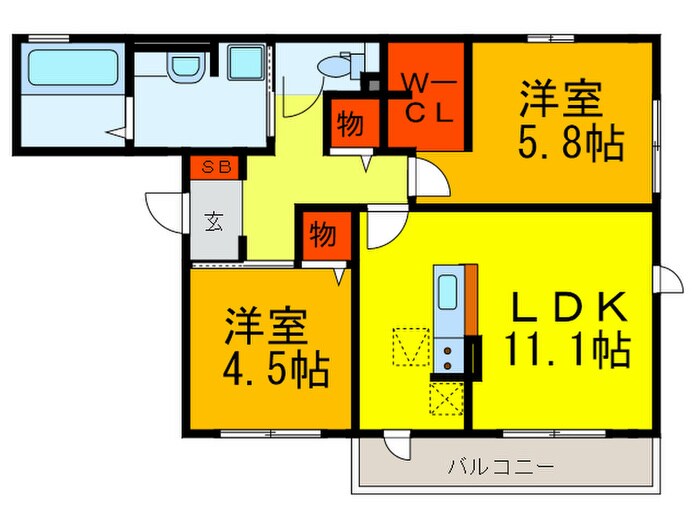 セクレ－ル北本町Ｃ棟の物件間取画像