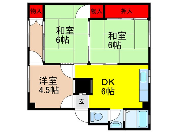 三隆（1）コ－ポラスの物件間取画像