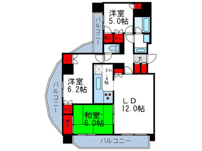 ｸﾞﾚｲｽﾌｫ-ﾄ桃山台(303)の物件間取画像