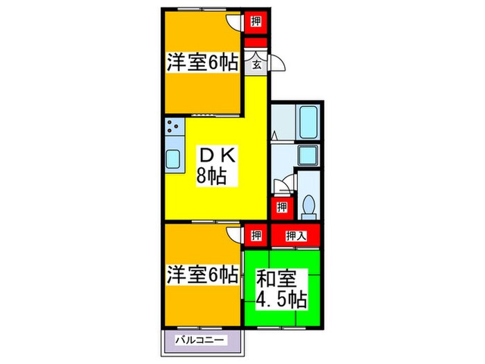 ガーデンハイツナカムラA棟の物件間取画像