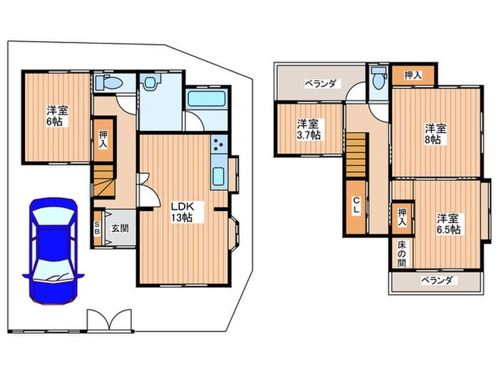 打上南町貸家の物件間取画像