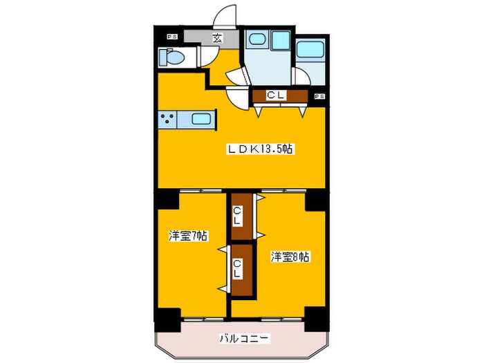 ｸﾚｼｱ東心斎橋の物件間取画像