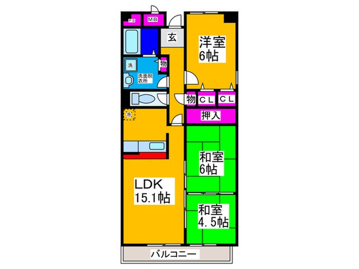 ボナージュ石橋の物件間取画像